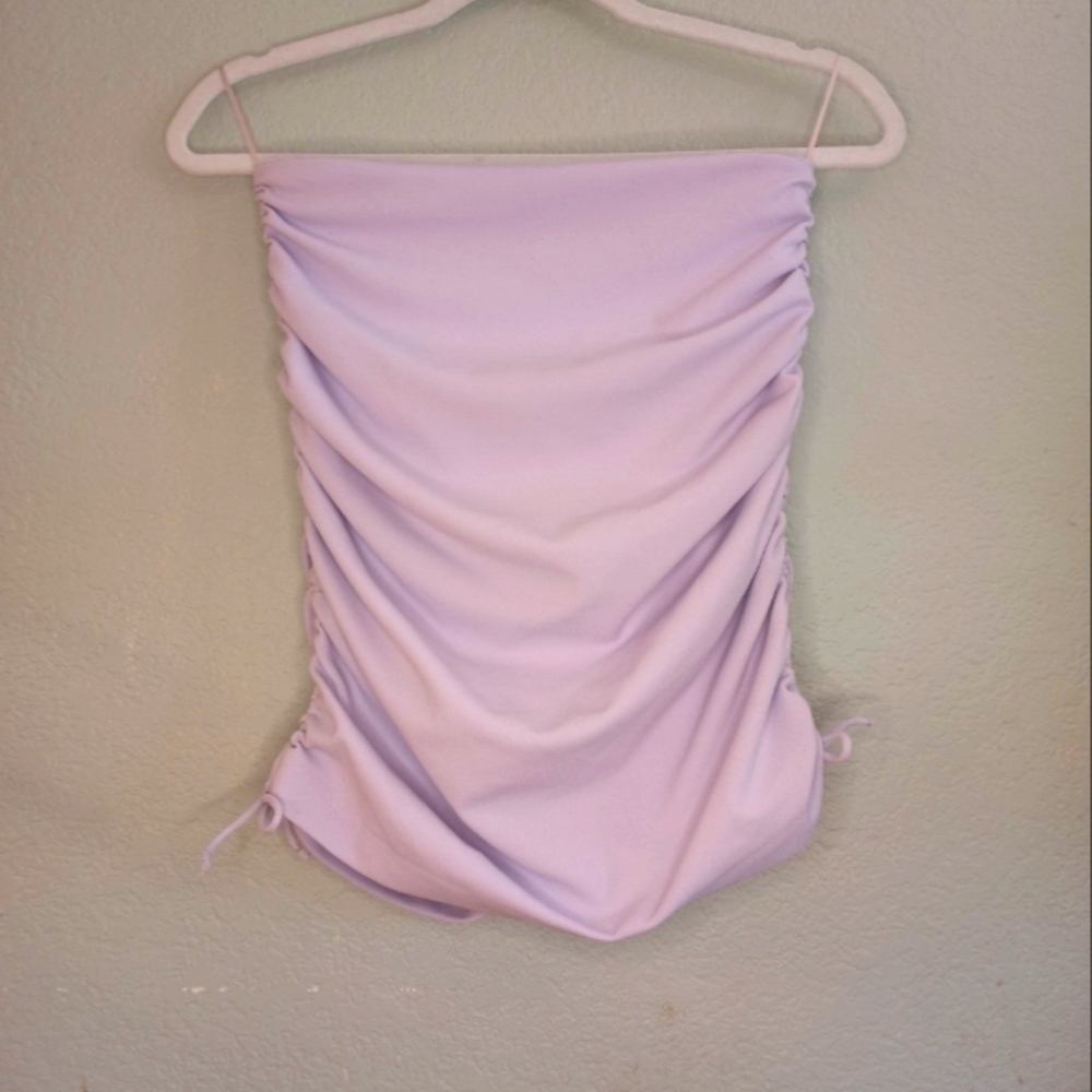 Zara Strapless Pastel Purple Lavender Ruched Adjustable Sides with Zippered Back